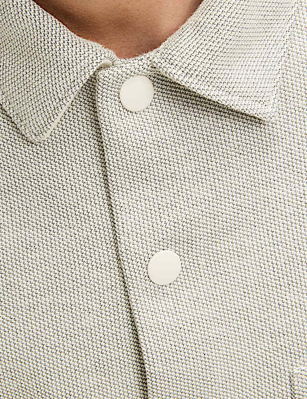 Cotton Blend Short Sleeve Over Shirt