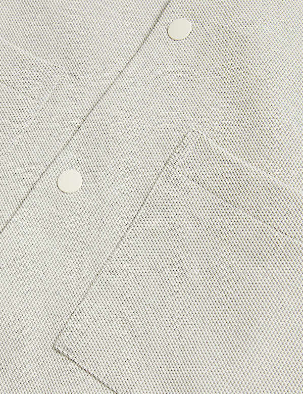 Cotton Blend Short Sleeve Over Shirt