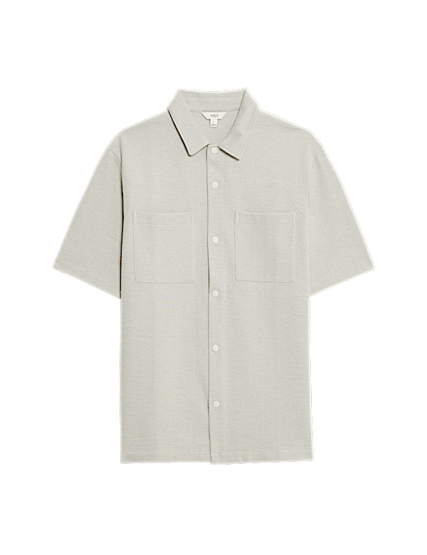 Cotton Blend Short Sleeve Over Shirt