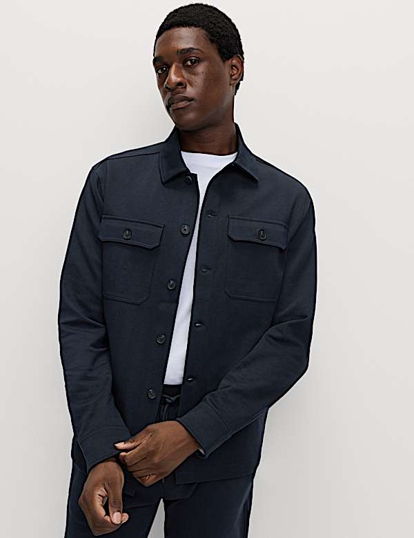 Cotton Rich Herringbone Overshirt