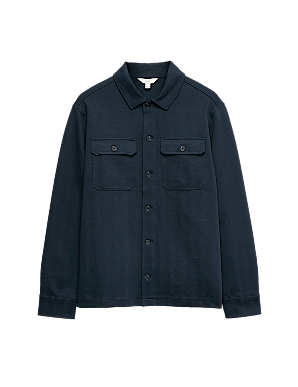 Cotton Rich Herringbone Overshirt