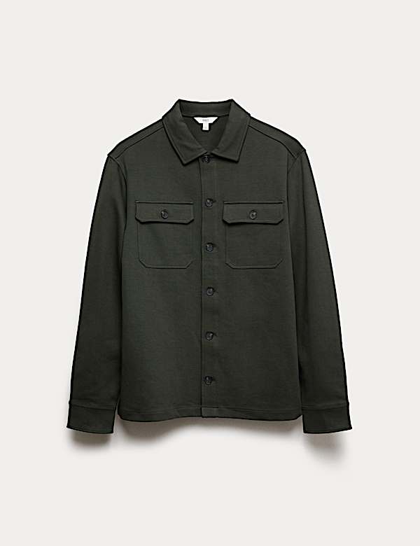 Cotton Rich Herringbone Overshirt - IL