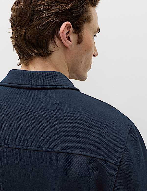 Cotton Blend Pique Overshirt - GR