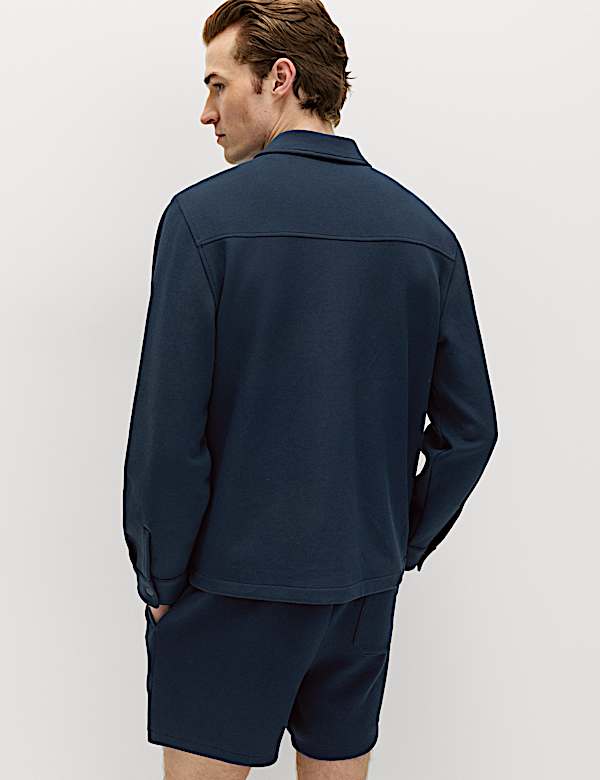 Cotton Blend Pique Overshirt - GR