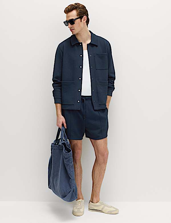 Cotton Blend Pique Overshirt - GR