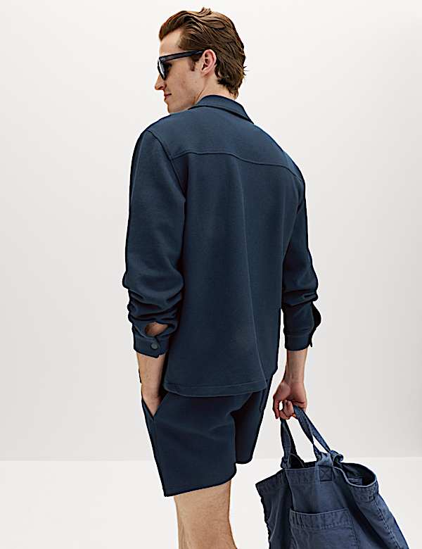 Cotton Blend Pique Overshirt - GR