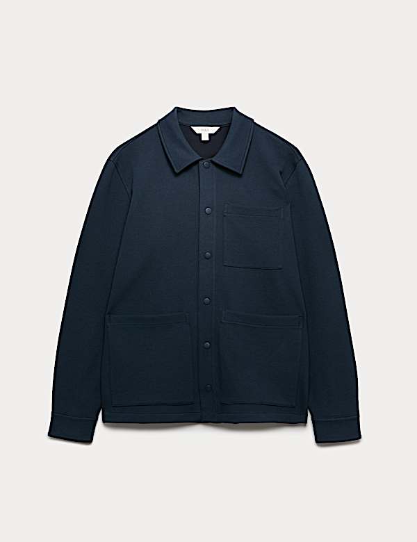 Cotton Blend Pique Overshirt - GR
