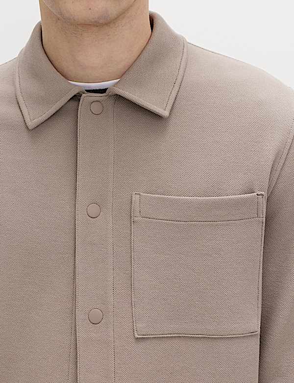 Cotton Blend Pique Overshirt - BN