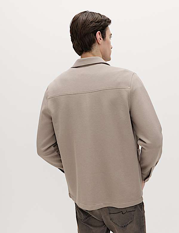 Cotton Blend Pique Overshirt - BN