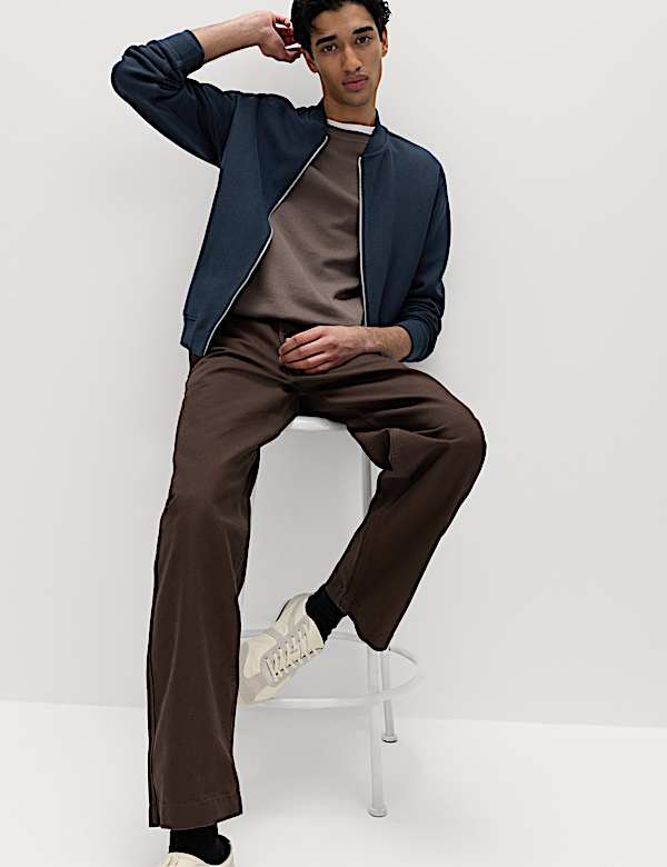 Cotton Blend Pique Bomber Jacket