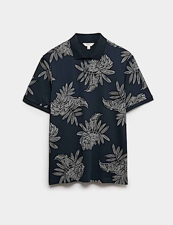 Polohemd aus reiner Baumwolle mit Blattmuster - DE