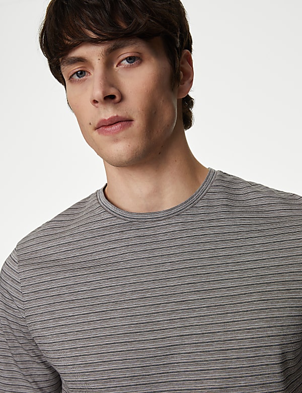 Pure Cotton Striped Textured T-Shirt
