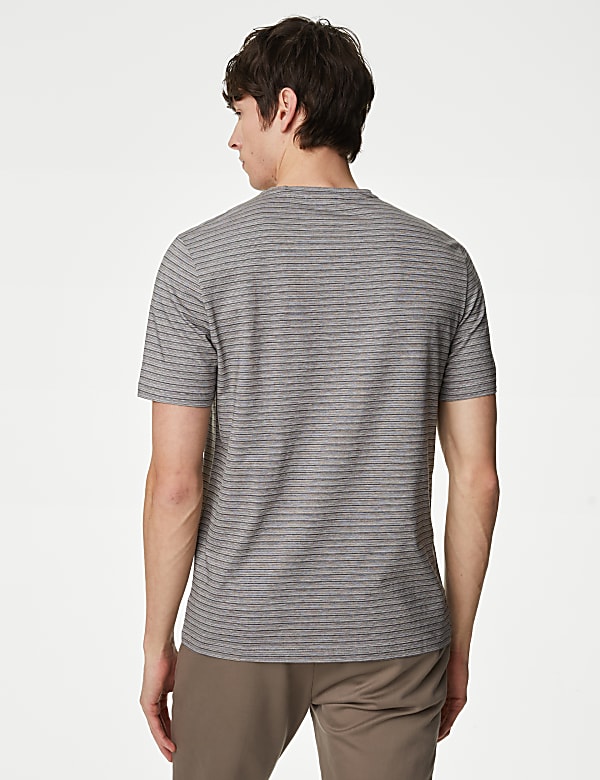 Pure Cotton Striped Textured T-Shirt
