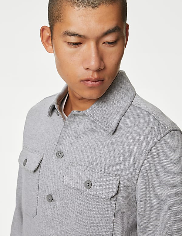 Cotton Rich Textured Overshirt - US