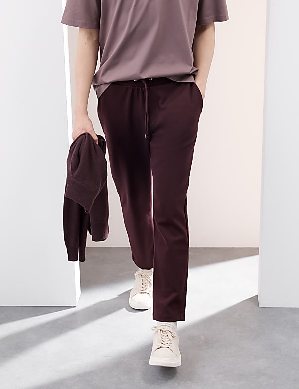 Cotton Rich Straight Leg Textured Joggers RAISIN Joggers M S RO