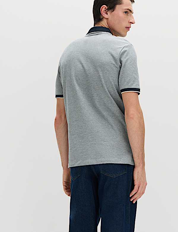 2 Pack Cotton Rich Tipped Polo Shirts - FR