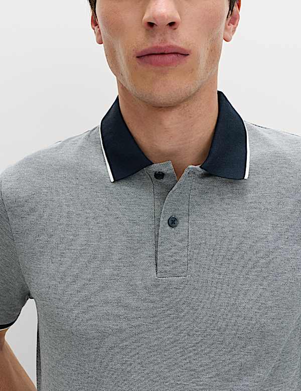 2 Pack Cotton Rich Tipped Polo Shirts - FR