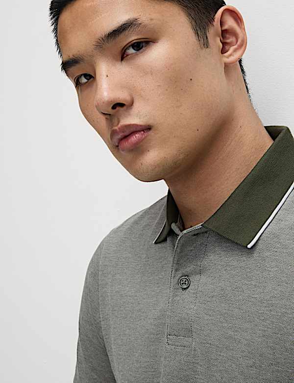 2pk Cotton Rich Tipped Polo Shirts - CA