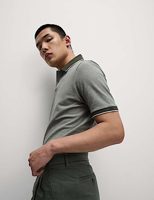 2pk Cotton Rich Tipped Polo Shirts - CA