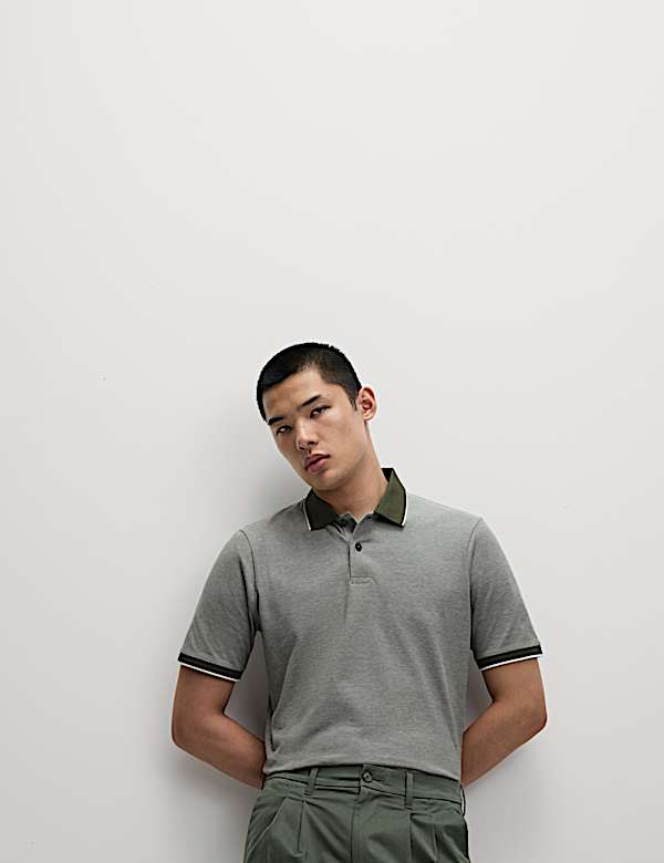 2pk Cotton Rich Tipped Polo Shirts - CA