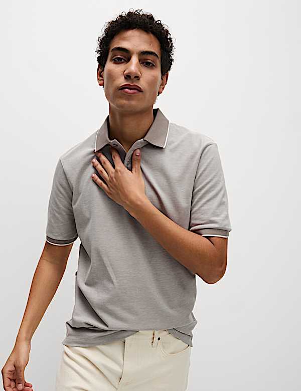 2pk Cotton Rich Tipped Polo Shirts - JO