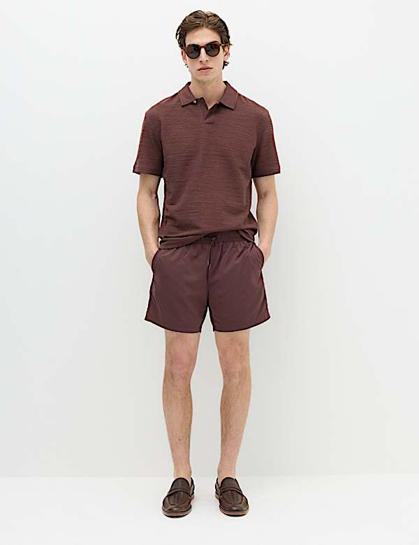 Cotton Rich Notch Neck Boucle Polo Shirt