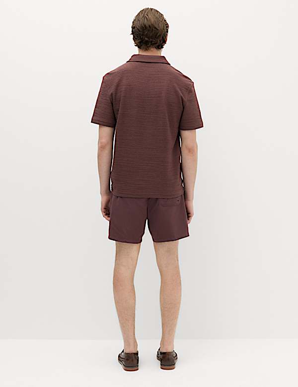 Cotton Rich Notch Neck Boucle Polo Shirt