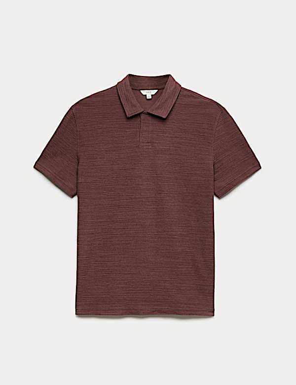 Cotton Rich Notch Neck Boucle Polo Shirt - EE