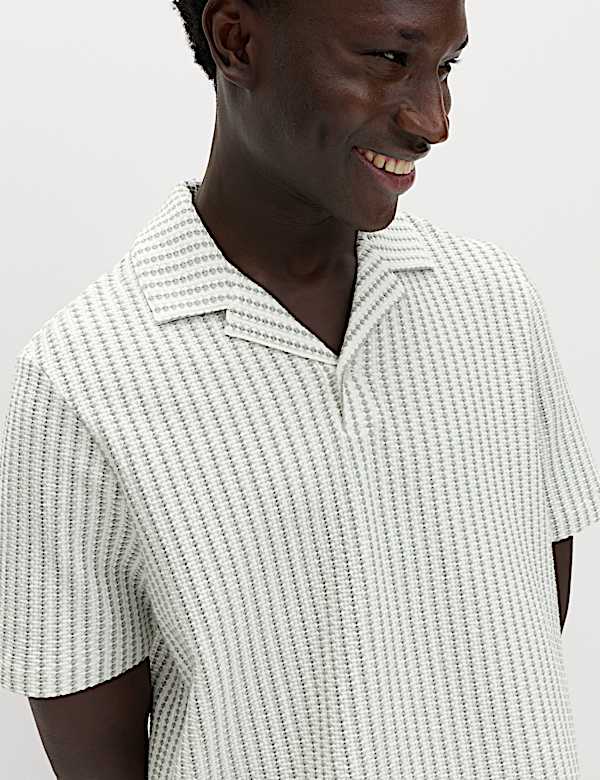 Cotton Rich Jersey Geometric Polo Shirt