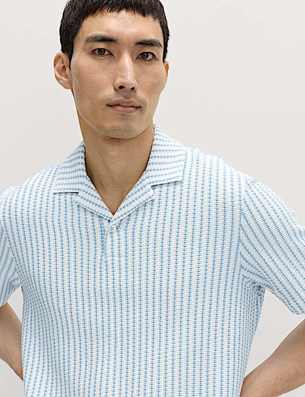 Cotton Rich Jersey Geometric Polo Shirt
