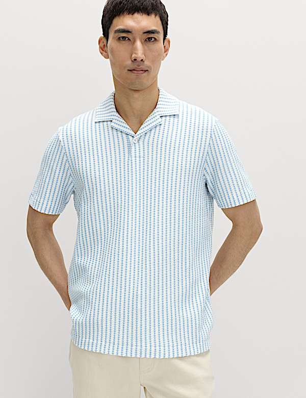 Cotton Rich Jersey Geometric Polo Shirt