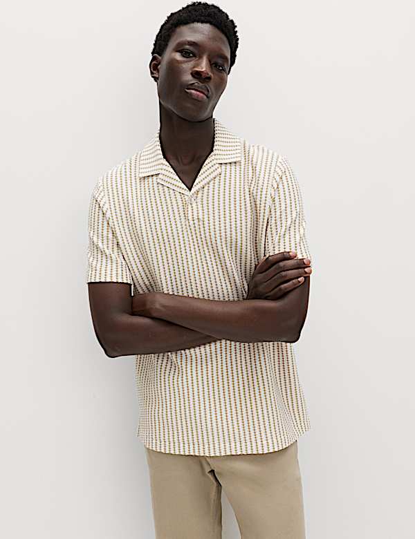 Cotton Rich Jersey Geometric Polo Shirt