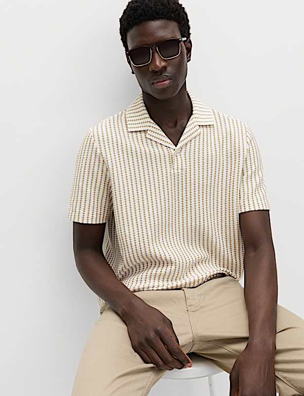 Cotton Rich Jersey Geometric Polo Shirt