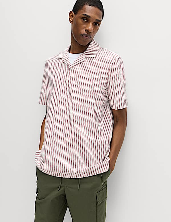 Cotton Rich Jersey Geometric Polo Shirt