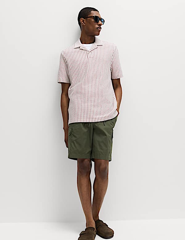 Cotton Rich Jersey Geometric Polo Shirt - HU