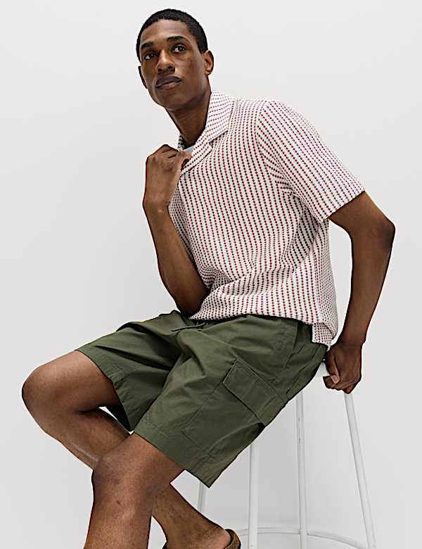 Cotton Rich Jersey Geometric Polo Shirt - HU