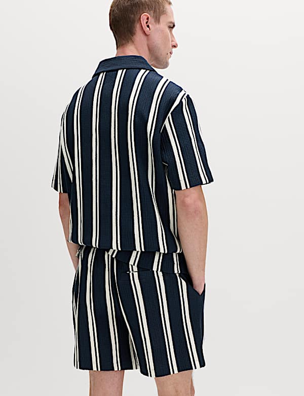 Cotton Rich Striped Seersucker Polo Shirt