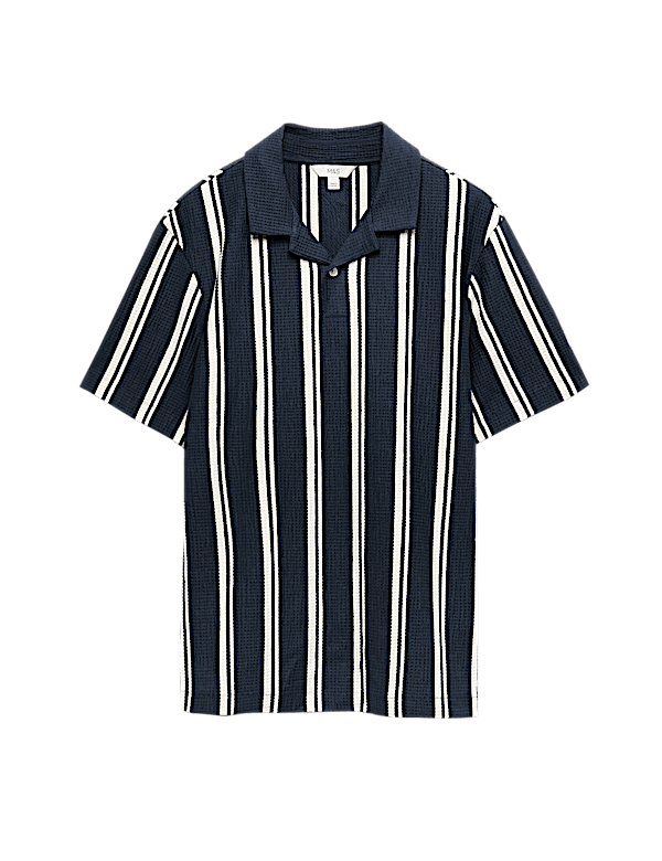 Cotton Rich Striped Seersucker Polo Shirt