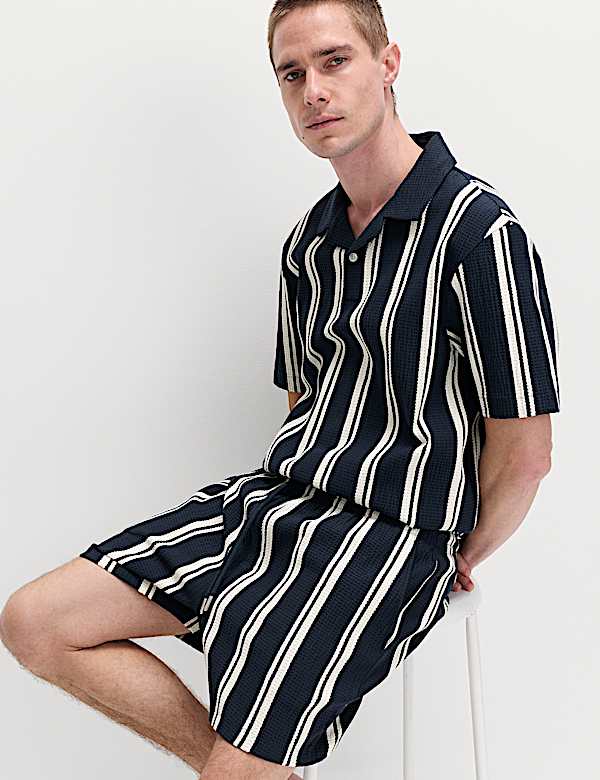 Cotton Rich Seersucker Striped Shorts