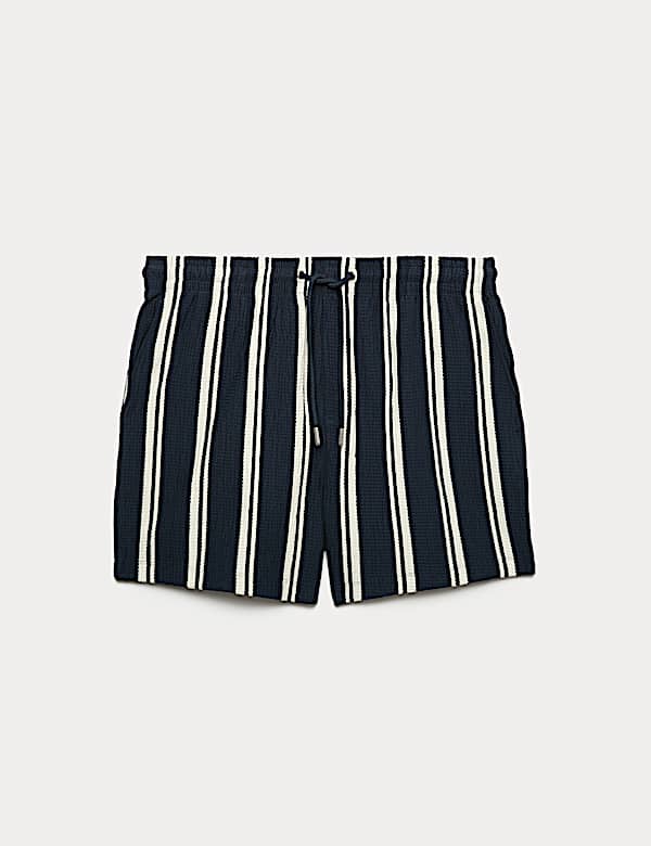 Short en coton &agrave; rayures gaufr&eacute;es - CA