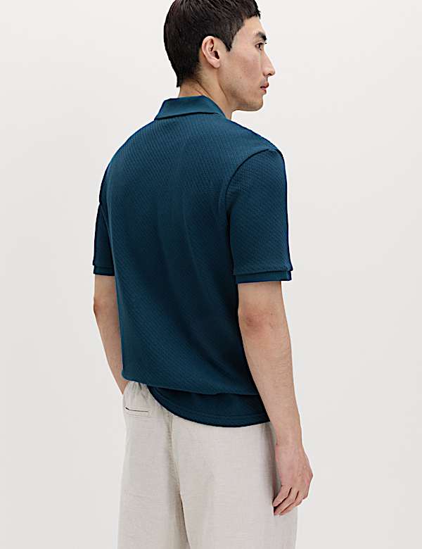 Cotton Rich Textured Knitted Polo Shirt