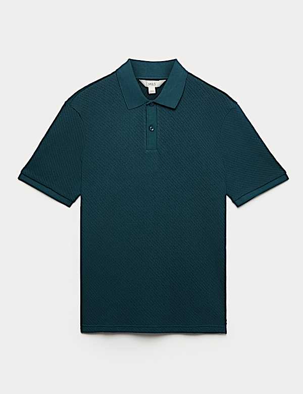 Cotton Rich Textured Knitted Polo Shirt