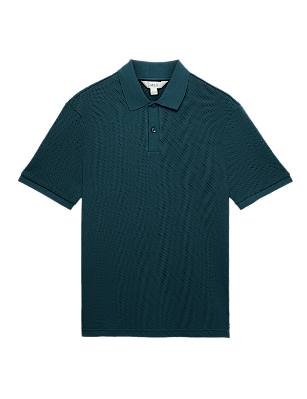 Cotton Rich Textured Knitted Polo Shirt