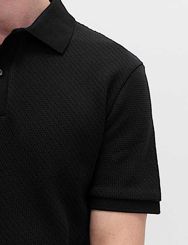 Cotton Rich Textured Knitted Polo Shirt