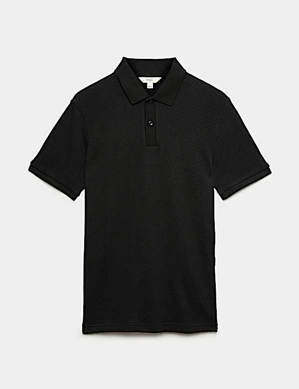 Cotton Rich Textured Knitted Polo Shirt - US