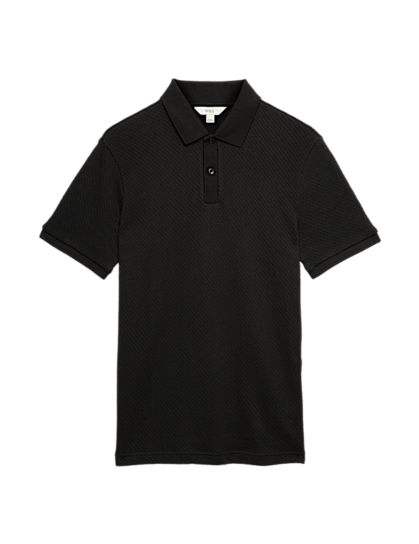 Cotton Rich Textured Knitted Polo Shirt