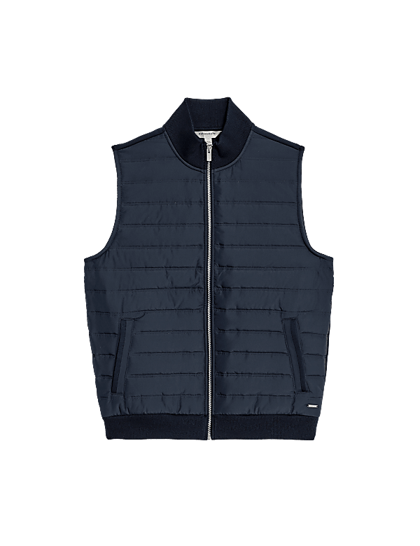 Cotton Blend Zip Up Gilet