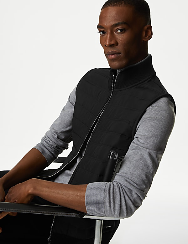 Cotton Blend Zip Up Gilet | SAGE GREEN | Gilets | M&S JE 