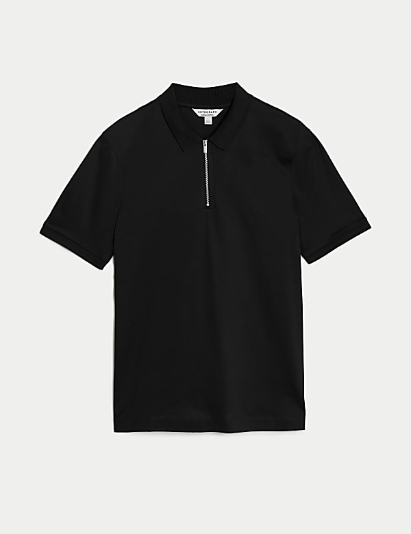 Pure Supima Cotton Half Zip Polo Shirt BLACK Polo Shirts M S NL