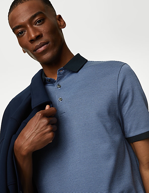 Pure Cotton Textured Polo Shirt